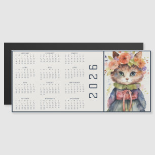 Calendario Abstracto de Acuarela de Gato Vestido d