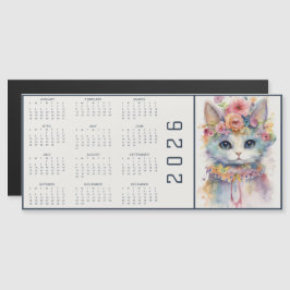 Calendario abstracto de acuarela de gato vestido d
