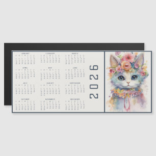 Calendario abstracto de acuarela de gato vestido d