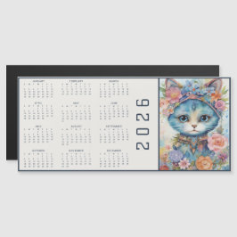 Calendario abstracto de acuarela de gato vestido d
