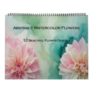 Calendario abstracto de flores en acuarela