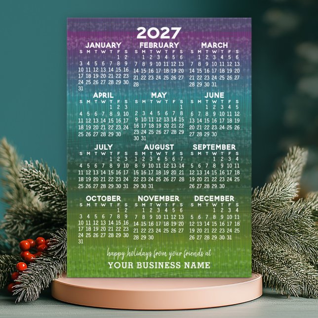 Calendario abstracto moderno de Navidad 2027 (Holiday Card with a 2027 Calendar)