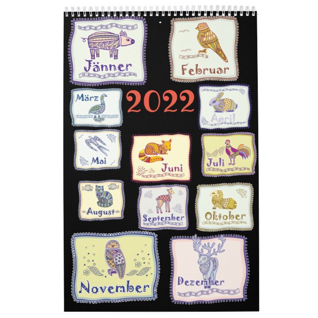 Calendario Abstrakter Tribal Tiere aus Europa (Tapa)