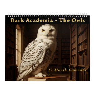 Calendario Academia Oscura Retratos de Búho al Óleo Vintage G