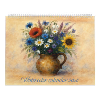 Calendario Acuarela 2026 Jarrón Floral