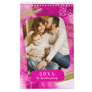 Calendario Acuarela Chic Foto Personalizada  2022 Familia