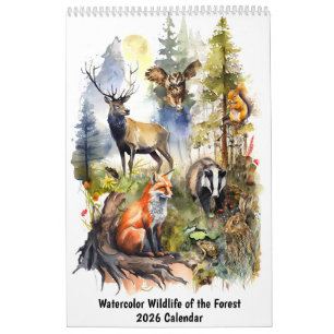 Calendario Acuarela de Fauna del Bosque – 2026
