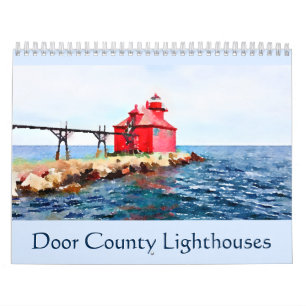 Calendario Acuarela de los faros del condado de Door