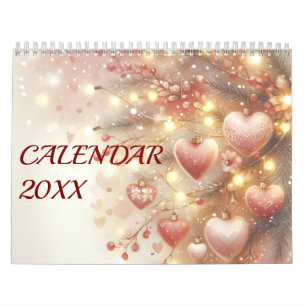 Calendario Acuarela Estacional  Romántico Pastel Amor