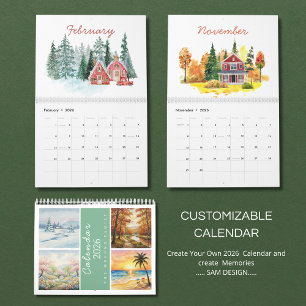 Calendario Acuarela Estaciones 2026 Naturaleza A