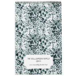 Calendario Acuarela favorita de la familia de listas de cubos