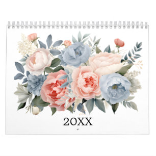Calendario Acuarela floral flores vegetación botánica