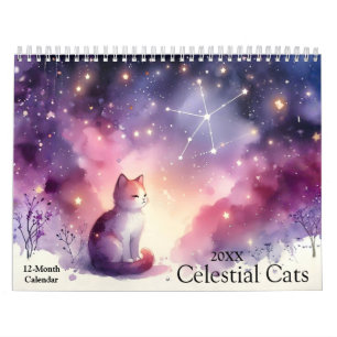 Calendario Acuarela mística Gatos celestes 2026 Muro
