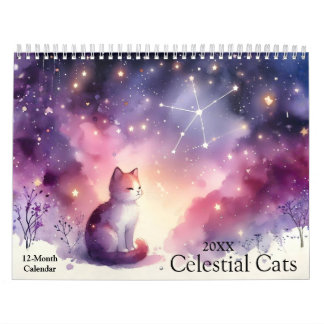 Calendario Acuarela mística Gatos celestes 2026 Muro