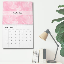 Calendario Acuarela rosa moderna Minimalista