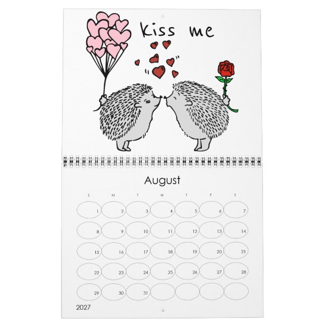 Calendario adorable hedgehog (Aug 2027)