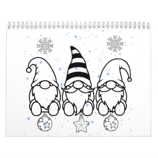 Calendario Adorables gnomos de Navidad Diseño de vacaciones.