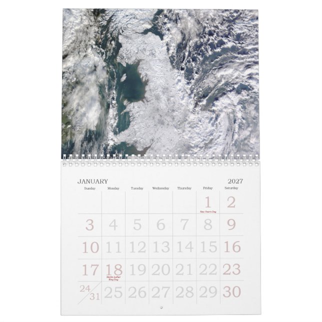 Calendario aéreo de los paisajes (Jan 2027)