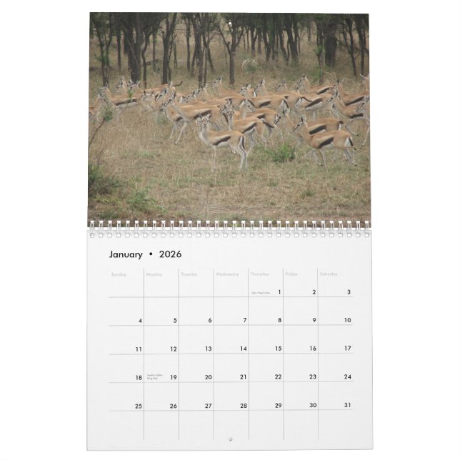 Calendario África: Tanzania y Kenia (Jan 2026)