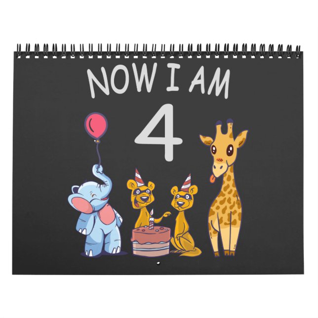 Calendario Ahora tengo 4 años y cuarto cumpleaños en el zooló (Tapa)