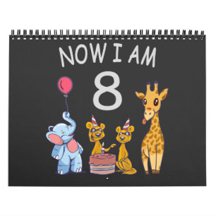 Calendario Ahora tengo 8 años, 8 años, cumpleaños en el zooló