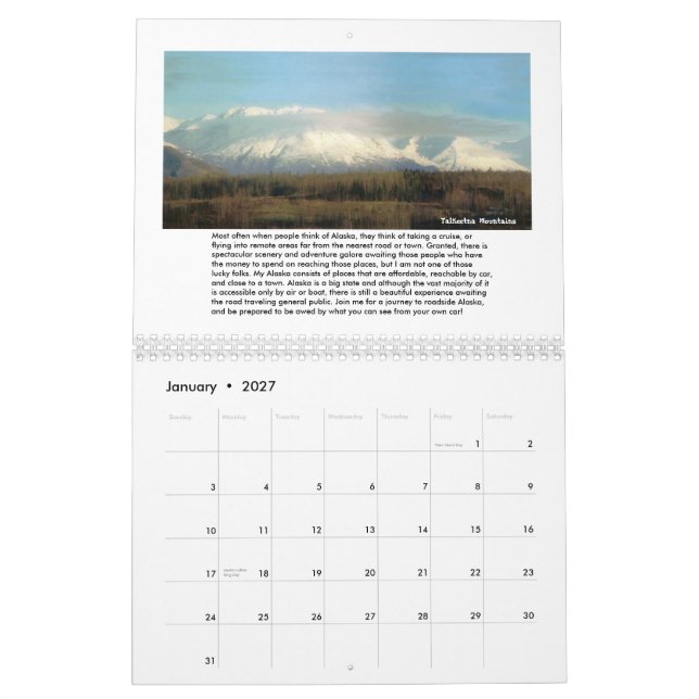 Calendario Alaska de Vudsie (Jan 2027)
