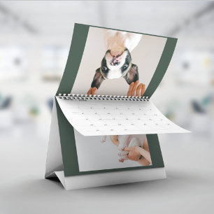 Calendario Álbum moderno verde con foto de mascota 