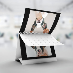Calendario Álbum negro moderno de fotos de mascotas