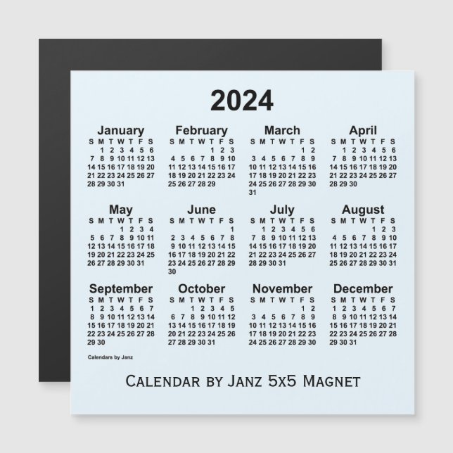 Calendario Alice Blue 2024 de Janz 5x5 Magnet (Anverso/Reverso)