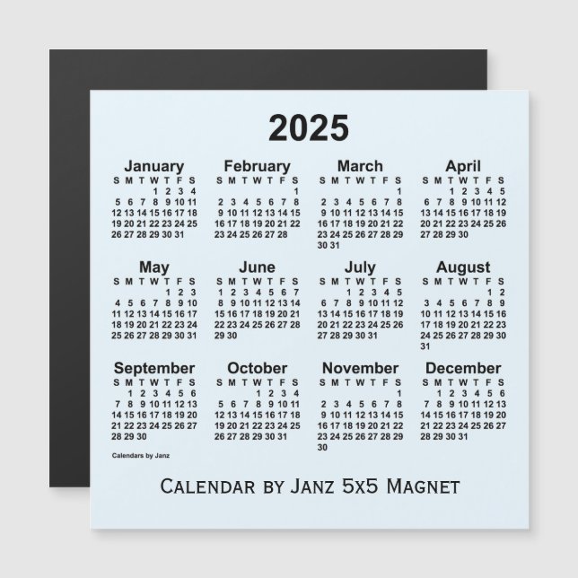 Calendario Alice Blue 2025 de Janz 5x5 Magnet (Anverso/Reverso)