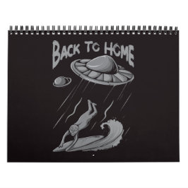 Calendario alienígena ufo navegando en ilustracion con vuelta