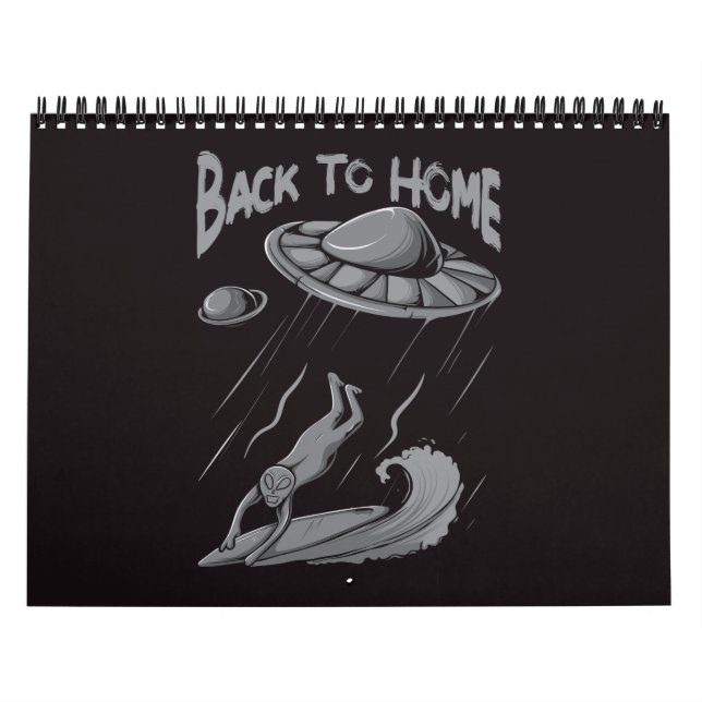 Calendario alienígena ufo navegando en ilustracion con vuelta (Tapa)