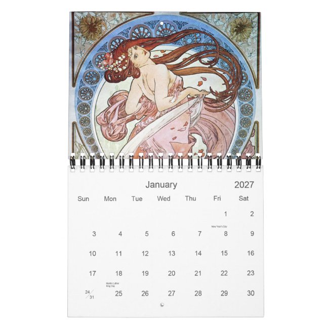 Calendario Alphonse Mucha Art (Jan 2027)