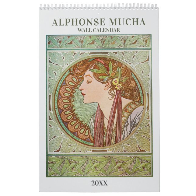 Calendario Alphonse Mucha Art Nouveau Vintage Calendar (Tapa)