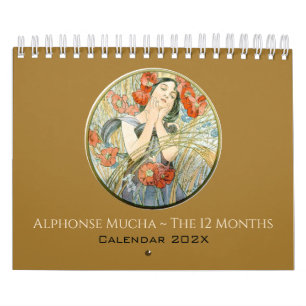 Calendario Alphonse Mucha Los 12 Meses Arte Antiguo Nouveau