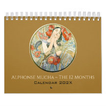 Alphonse Mucha Los 12 meses del Art Nouveau vintag