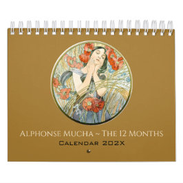 Calendario Alphonse Mucha Los 12 meses del Art Nouveau vintag