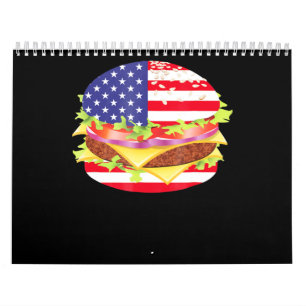 Calendario Amantes de barbacoa   Hamburguesa Bandera Estadoun