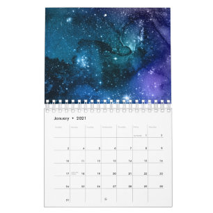 Calendario Amantes de la Galaxia Espacio Estrellado Cielo Azu