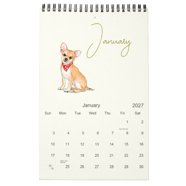 Calendario Amantes de perros de Ilustraciones de perro (Jan 2027)