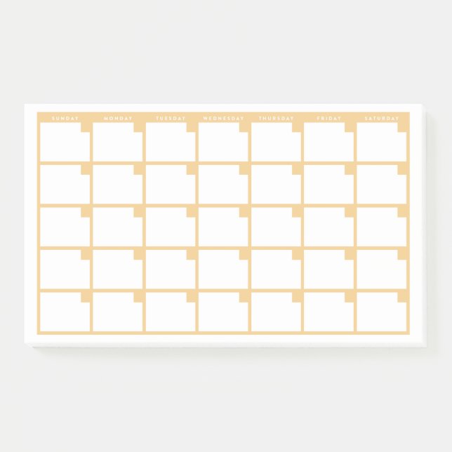 Calendario Amarillo de notas post-it sin fecha (Anverso)