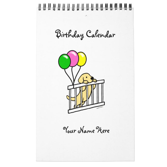 Calendario amarillo del cumpleaños del dibujo (Tapa)