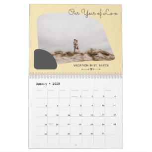 Calendario Amarillo limón helado Nuestro primer aniversario d