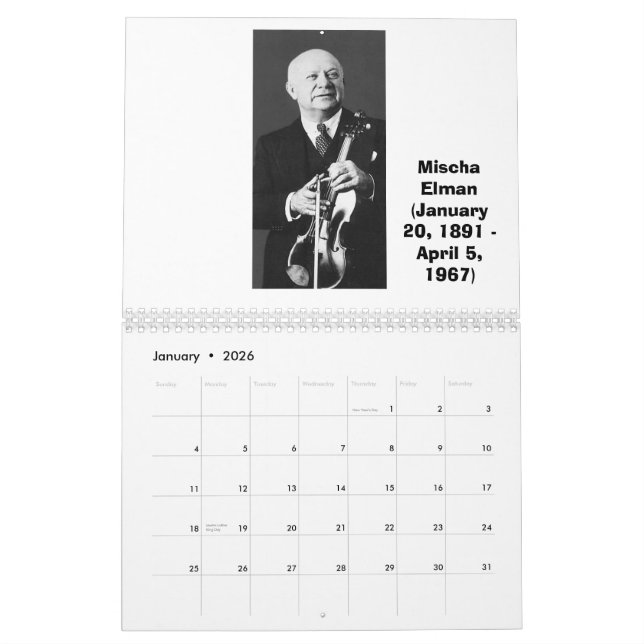 Calendario Amos del violín (Jan 2026)
