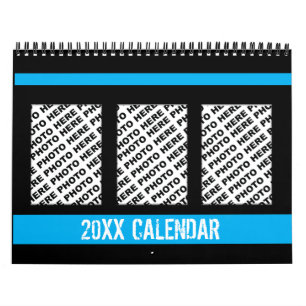 Calendario Añadir 34 Fotos En Un Blanco Negro Azul