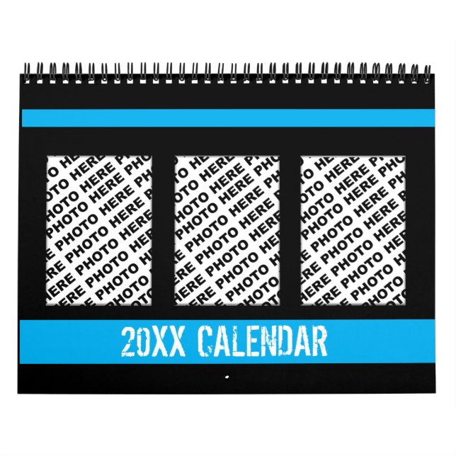 Calendario Añadir 34 Fotos En Un Blanco Negro Azul (Tapa)