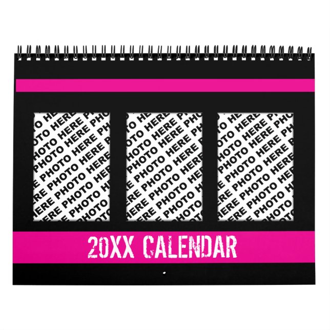 Calendario Añadir 34 Fotos En Un Blanco Negro Rosa (Tapa)
