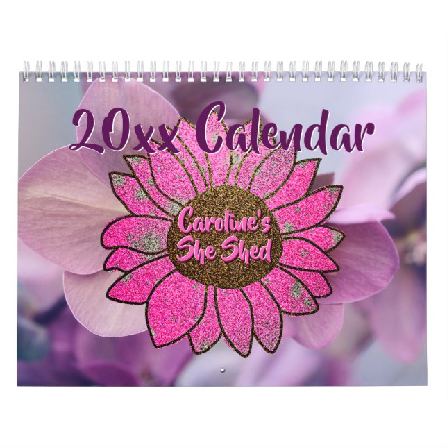 Calendario Añadir nombre cambiar texto Shed Sunflower rosa 20 (Tapa)