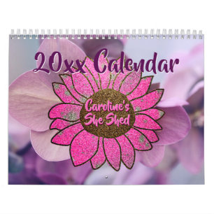 Calendario Añadir nombre cambiar texto Shed Sunflower rosa 20