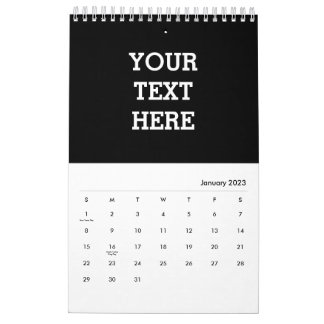 Calendario Añadir su propio texto Personalizado aquí negro y